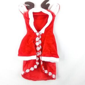 HOLIDAY Dog Harness Dress/Cape Reindeer Antlers Large Red Xmas